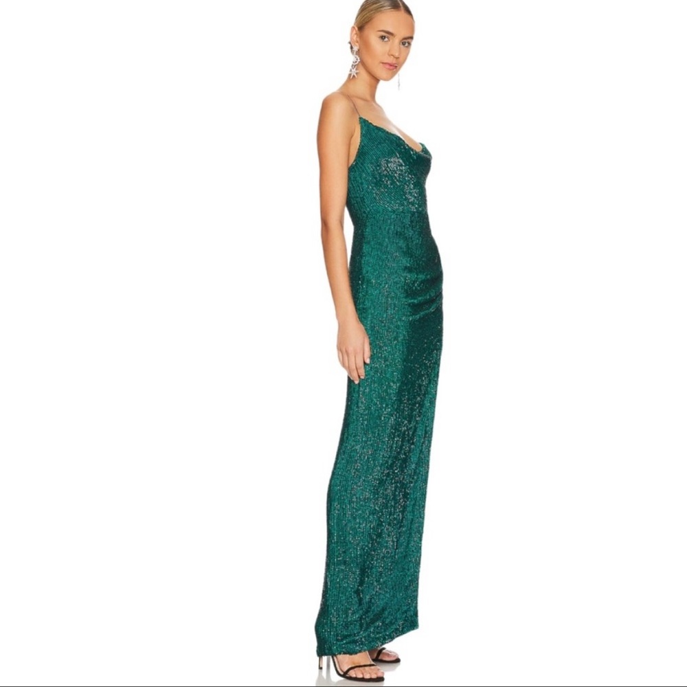Retrofete Katya Sequin Formal Long Dress in Green S NWT - Picture 3 of 10